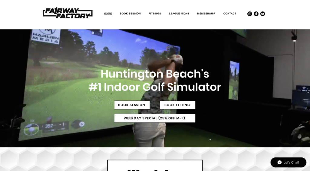 Golf Simulator Facility Website Design & Development
